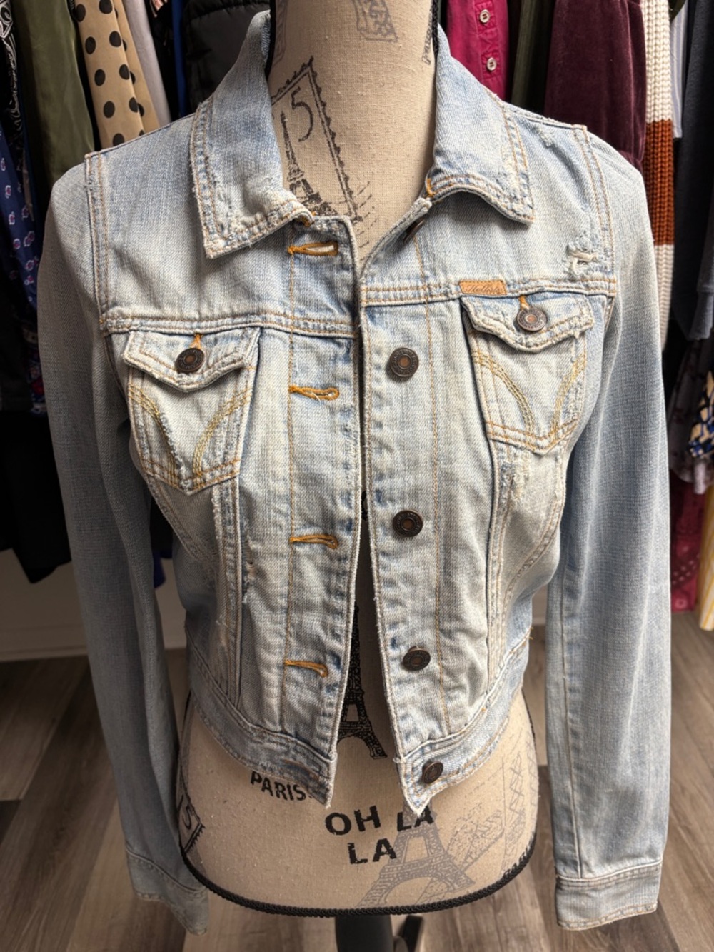 Y2K Hollister Light Blue Cropped Denim Jacket